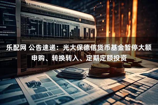 乐配网 公告速递：光大保德信货币基金暂停大额申购、转换转入、定期定额投资