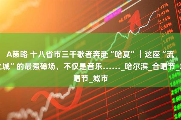 A策略 十八省市三千歌者奔赴“哈夏”｜这座“流量之城”的最强磁场，不仅是音乐……_哈尔滨_合唱节_城市